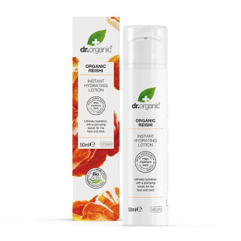 Lotiune hidratanta instant cu ciuperci Reishi Dr.Organic 50 ml / imagine produs si ambalaj