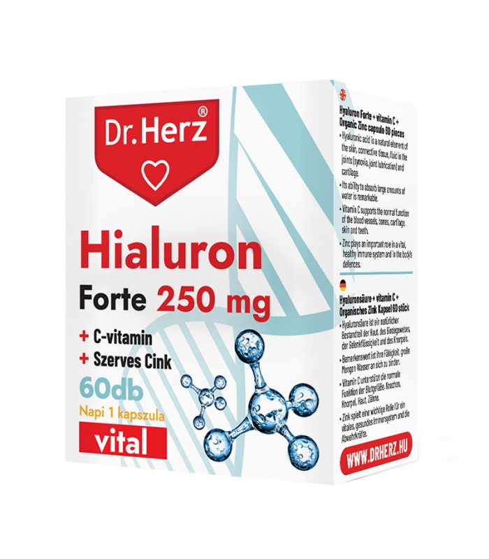 Supliment alimentar anti imbatranire Hialuron Forte 250 mg Dr Herz cu vitamina C si Zinc 60capsule