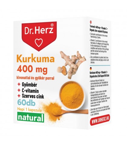 Capsule Turmeric+Ghimbir+Vitamina C+Zinc organic Dr Herz 60 buc