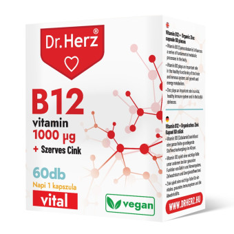 Capsule vegane Vitamina B12 1000 MCG + zinc organic Dr Herz 60 buc