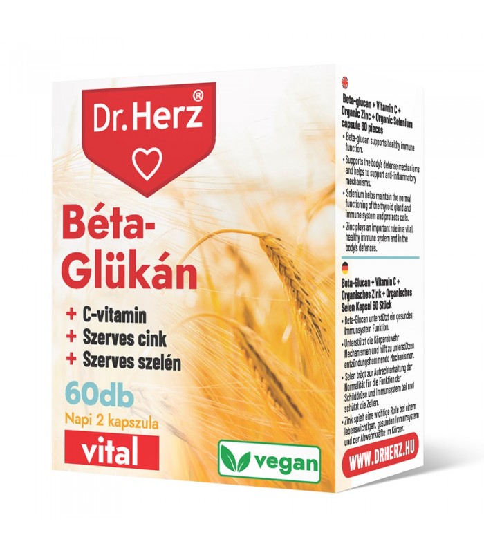 Capsule vegane Beta-Glucan + zinc organic + seleniu + vitamina C Dr Herz 60 buc