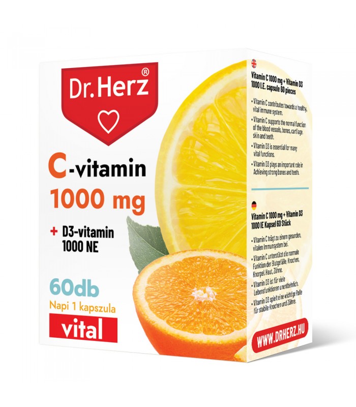 Capsule Vitamina C 1000 mg + Vitamina D3 Dr Herz 60 buc