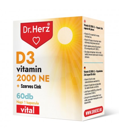 Capsule Vitamina D3 2000 UI + zinc organic Dr Herz 60 buc