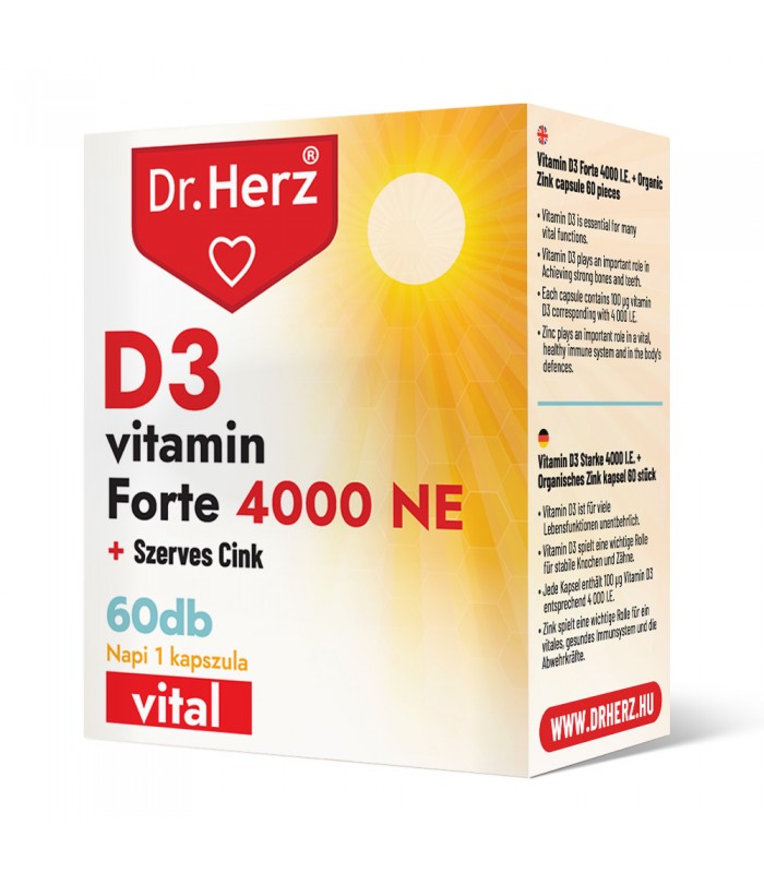 Capsule Vitamina D3 forte 4000 UI + zinc organic Dr Herz 60 buc