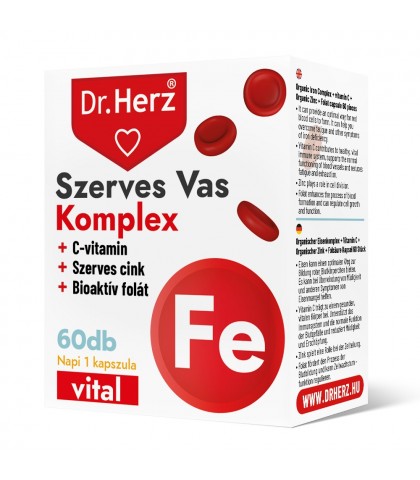 Capsule Fier organic + vitamina C + zinc + acid folic Dr Herz 60 buc