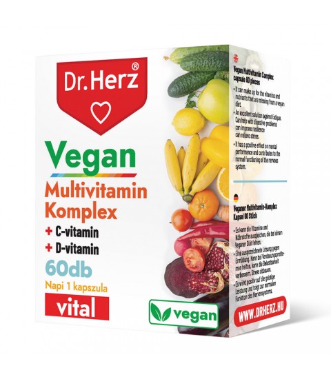 Capsule vegane multivitamine + vitamina C + vitamina D Dr Herz 60 buc
