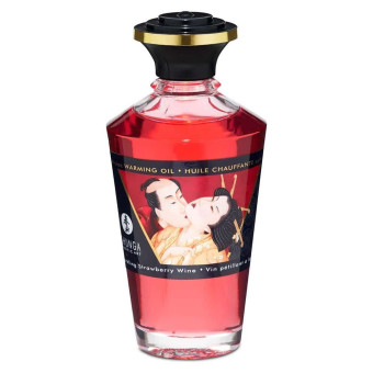 Ulei masaj cu efect de incalzire Shunga cu aroma de capsuni 100 ml