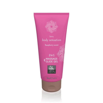 Gel masaj si lubrifiant 2 in 1 Shiatsu zmeura 200 ml