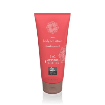 Gel de masaj si lubrifiant 2 in 1 Shiatsu capsuni 200 ml