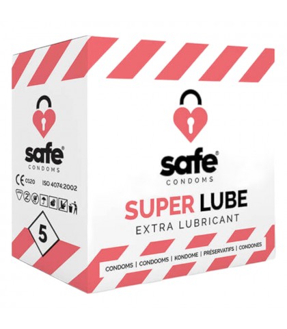 Prezervative extra lubrifiate Safe Super Lube 5 buc