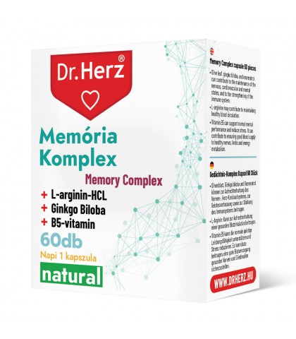 Capsule cu L-arginina, vitamina B5 si gingko biloba pentru memorie Dr Herz 60 buc