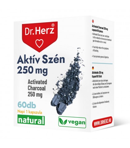 Capsule cu carbune activ 250 mg si extract din seminte de fenicul Dr Herz 60 buc