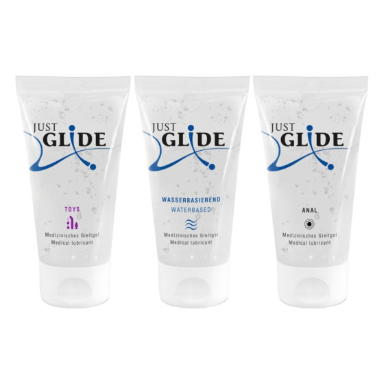 Set 3 lubrifianti pe baza de apa Just Glide 3x50 ml