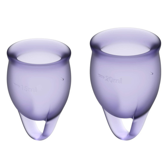 Set 2 cupe menstruale silicon Satisfyer Feel Confident mov 15 si 20 ml