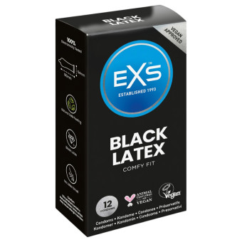 Set 12 prezervative EXS latex negru 54 mm