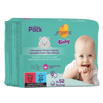 Servetele umede hidratante cu prebiotice pentru bebelusi Jimjams 156 buc