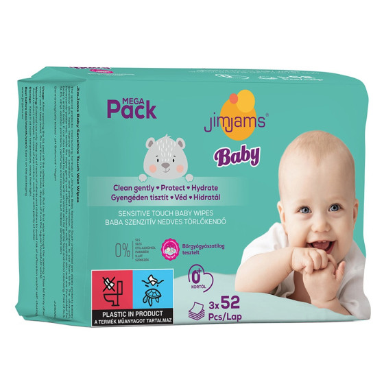 Servetele umede hidratante cu prebiotice pentru bebelusi Jimjams 156 buc