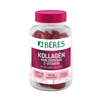 Vitamine gumate cu colagen, acid hialuronic si vitamina C Beres 50 buc