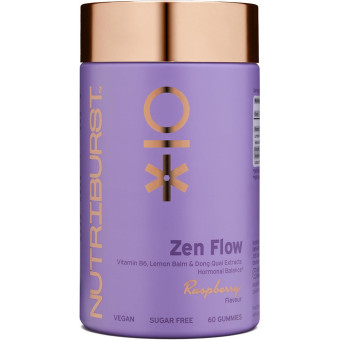 Vitamine gumate pentru femei echilibru hormonal Nutriburst Premium Zen Flow zmeura 60 buc