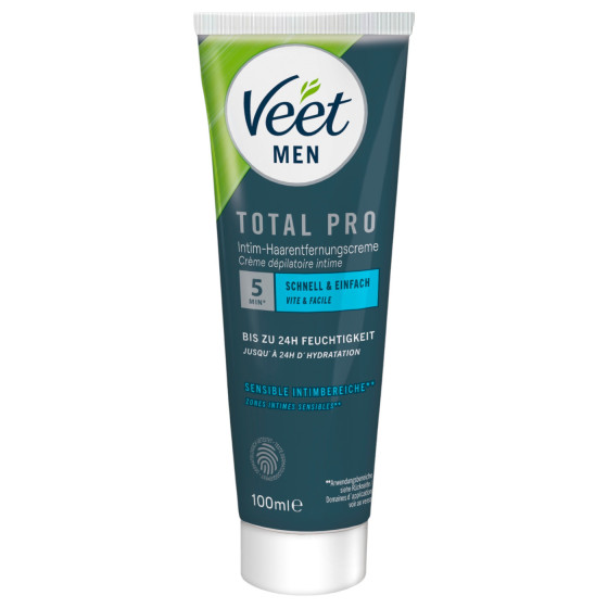 Set epilare zona intima pentru barbati Veet Total Pro Crema 100 ml + Balsam hidratant aloe vera 50 ml