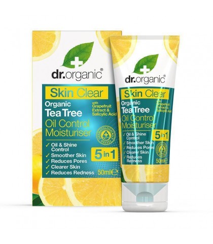 Crema hidratanta 5 in 1 cu Arbore de ceai Dr.Organic Skin Clear 50ml